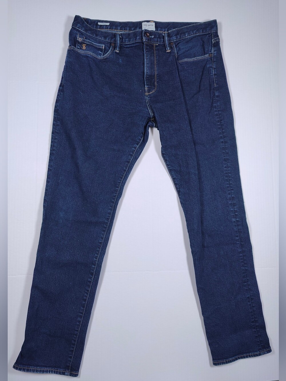 Todd Snyder Mens Stretch 5 Pocket Slim Fit Dark Wash Navy Denim Jeans Size 36x31